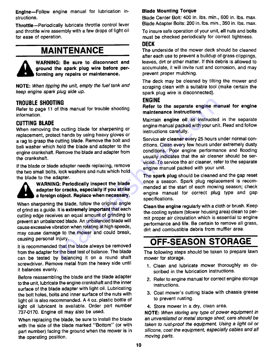 Yard-Man 111098R Owner'S Manual Download Page 10