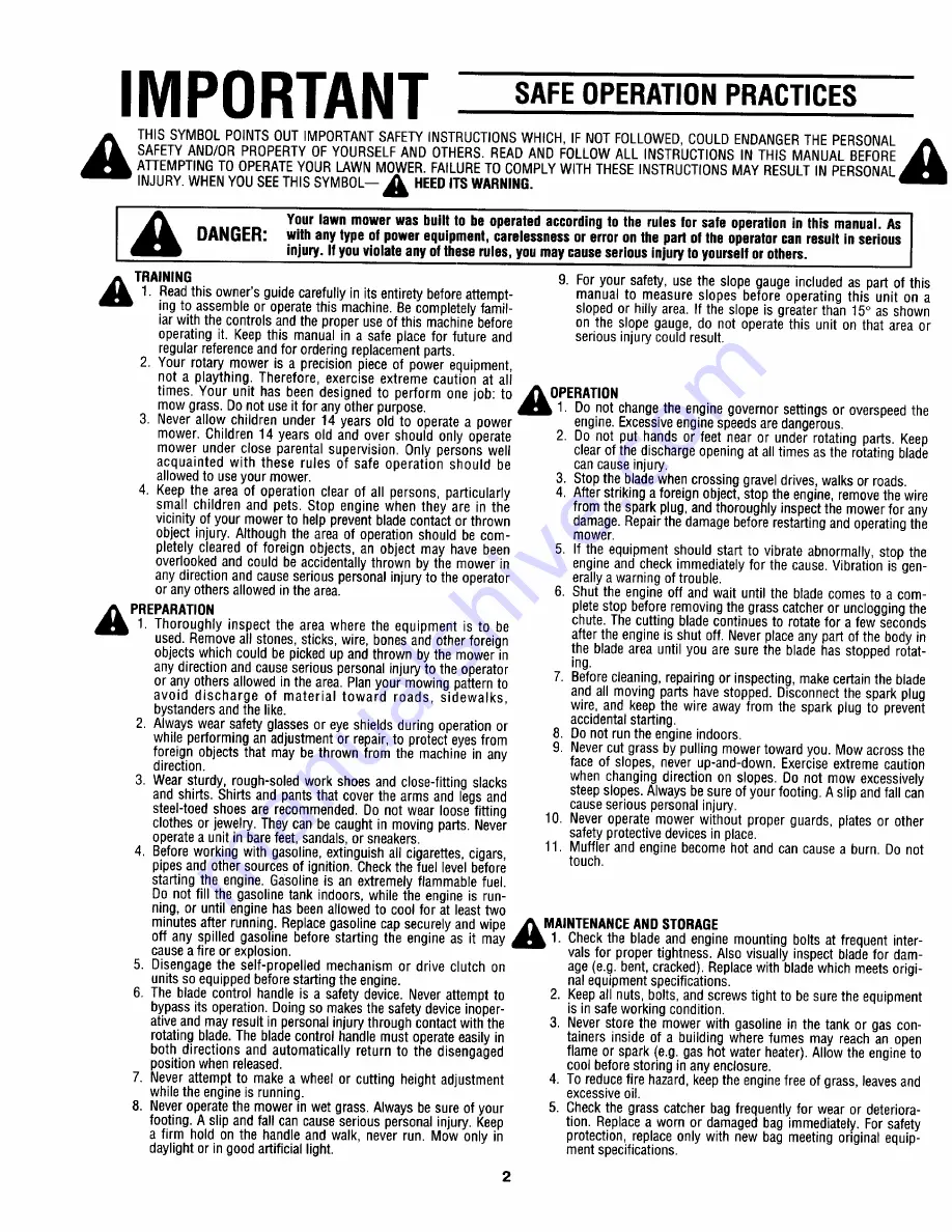 Yard-Man 123-246C401 Owner'S Manual Download Page 2