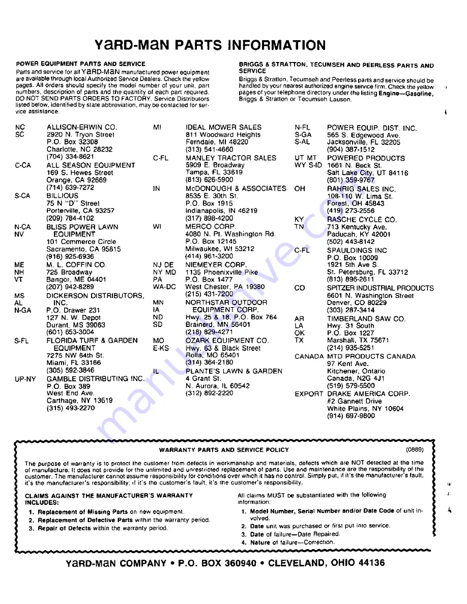 Yard-Man 130754F Owner'S Manual Download Page 32