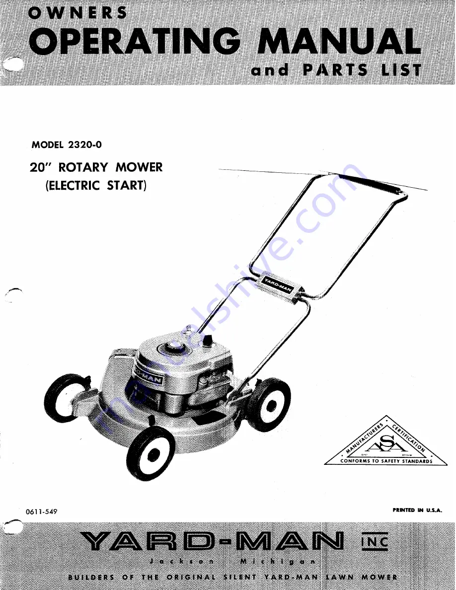 Yard-Man 2320-0 Скачать руководство пользователя страница 1