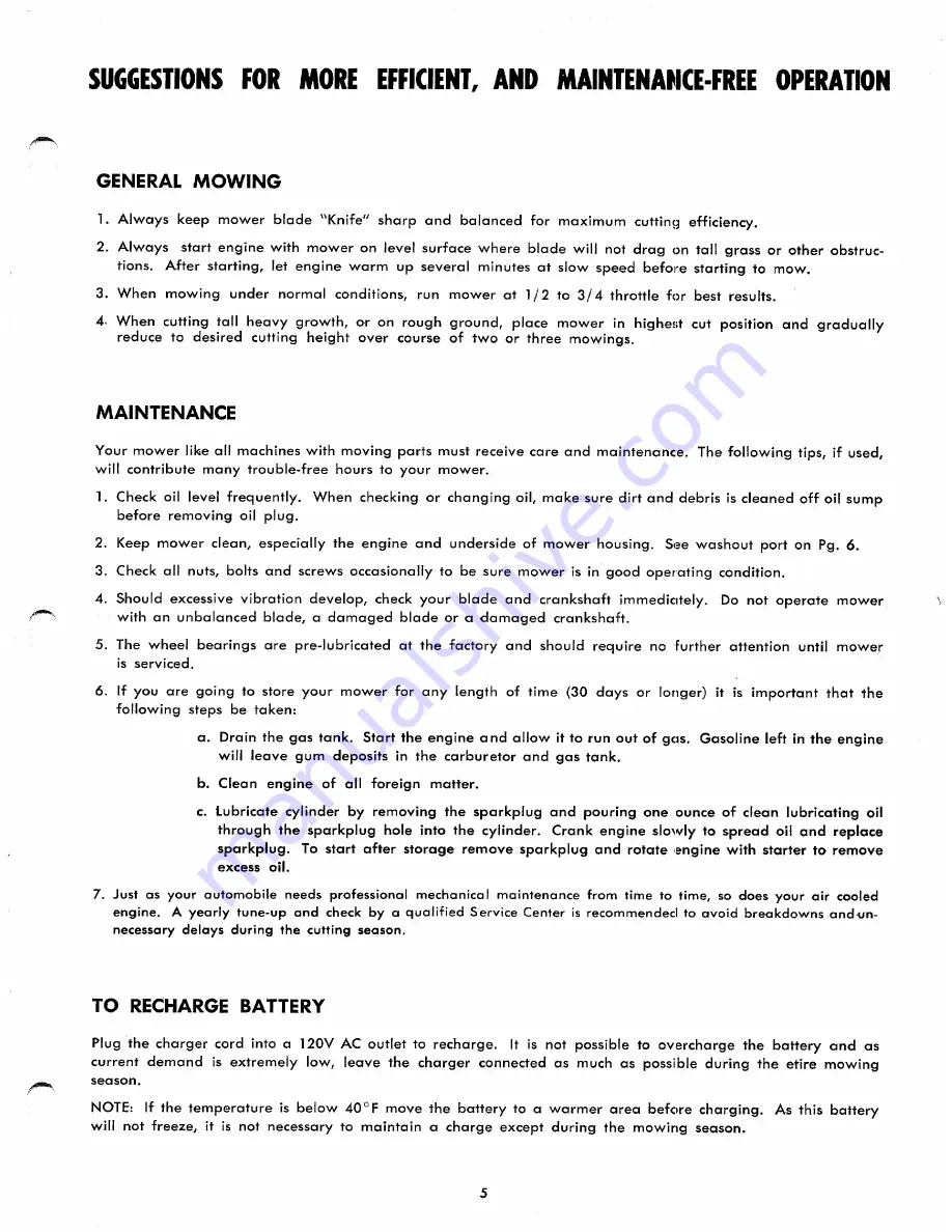 Yard-Man 2320-220 Operating Manual And Parts List Download Page 5