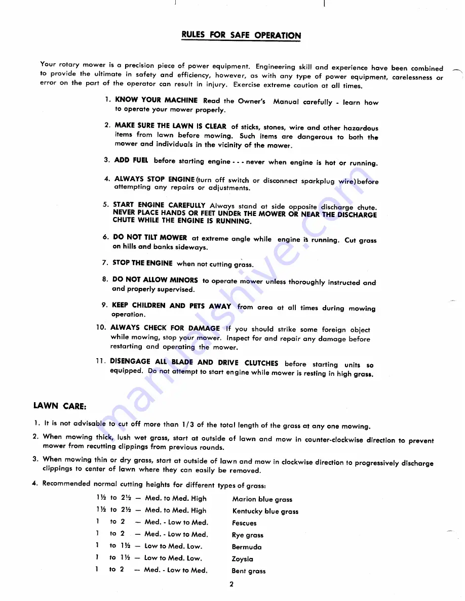 Yard-Man 2340-0 Operating Manual And Parts List Download Page 2