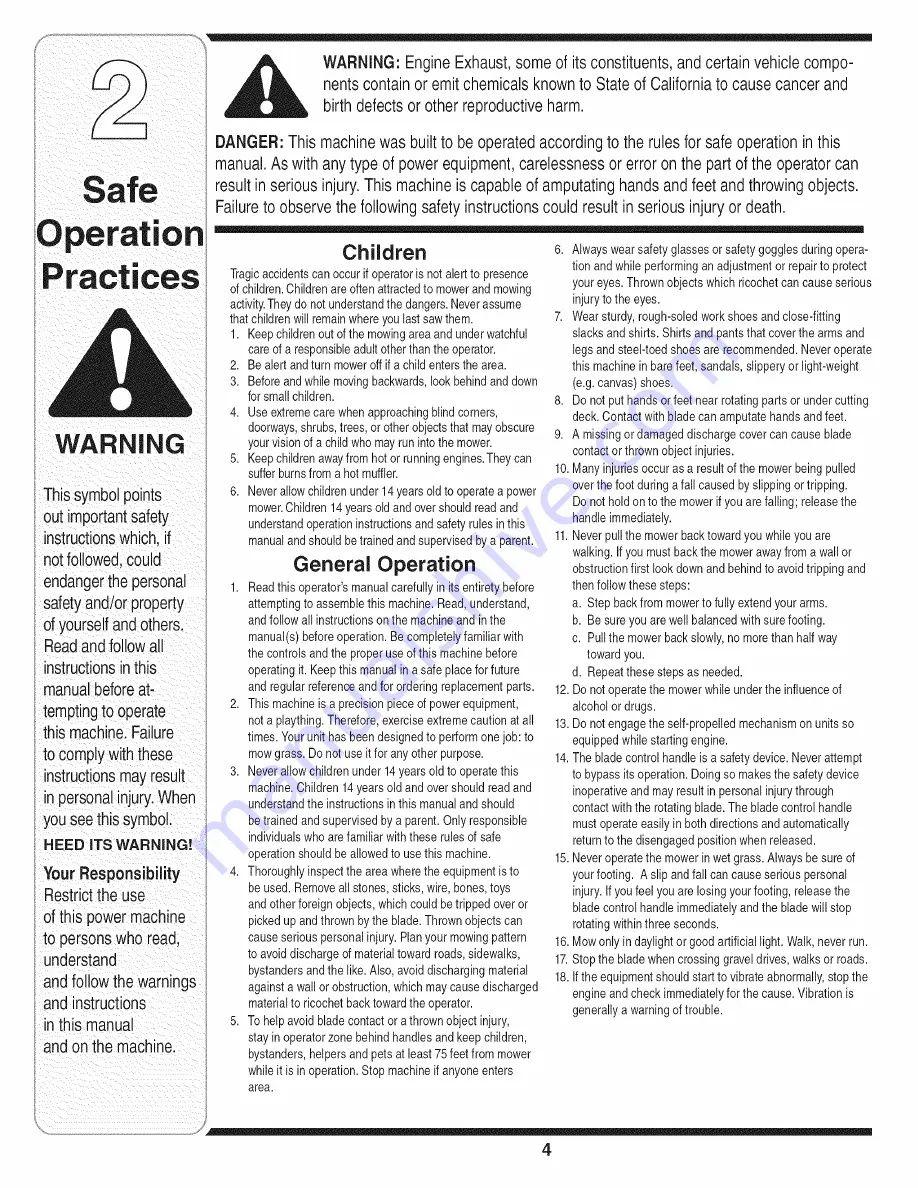 Yard-Man Model Series 420 Operator'S Manual Download Page 4