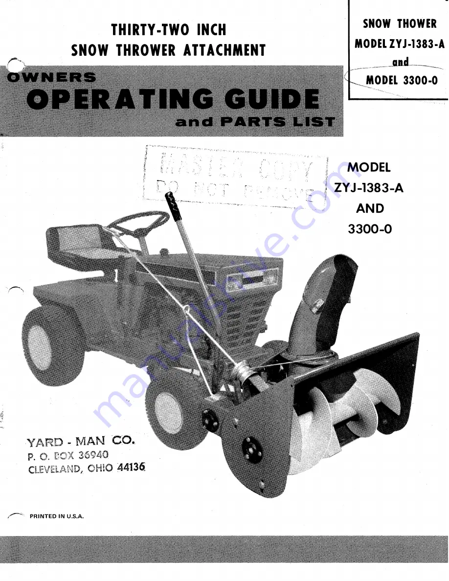 Yard-Man ZYJ-1383-A Скачать руководство пользователя страница 1