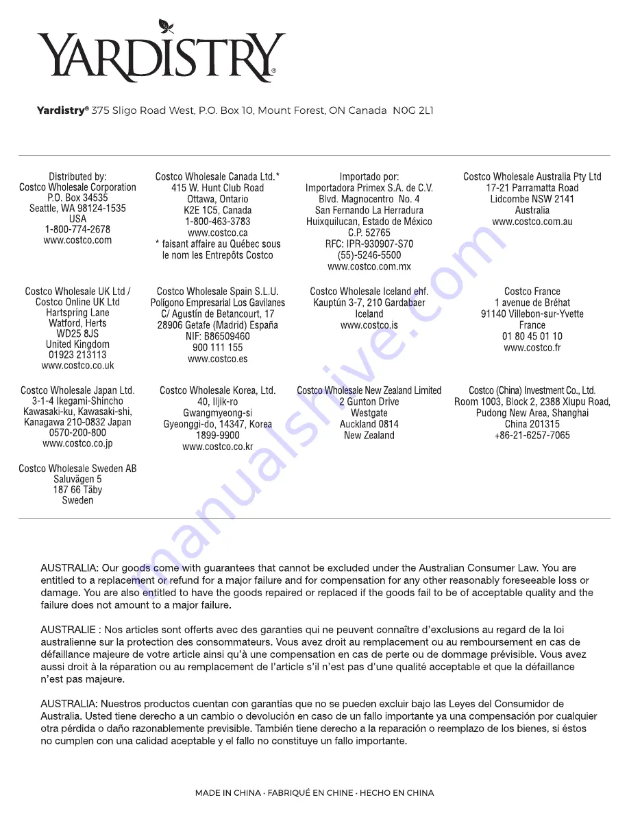 Yardistry 1902316 Installation And Operating Instructions Manual Download Page 30