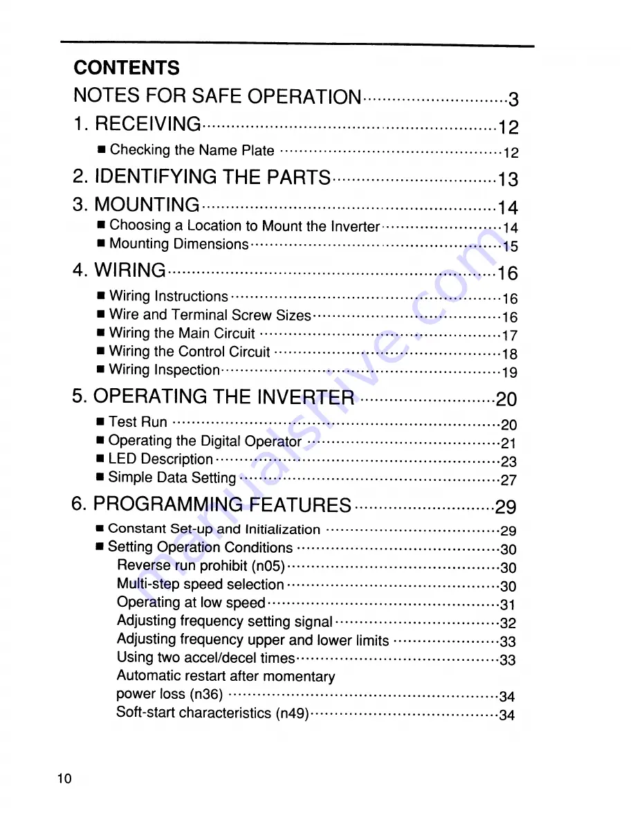 YASKAWA VS mini C Series Instruction Manual Download Page 10