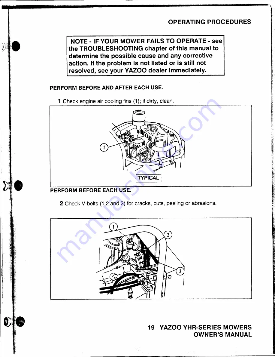 Yazoo Commercial Front Cut Rider YHRK20 Owner'S Manual Download Page 20