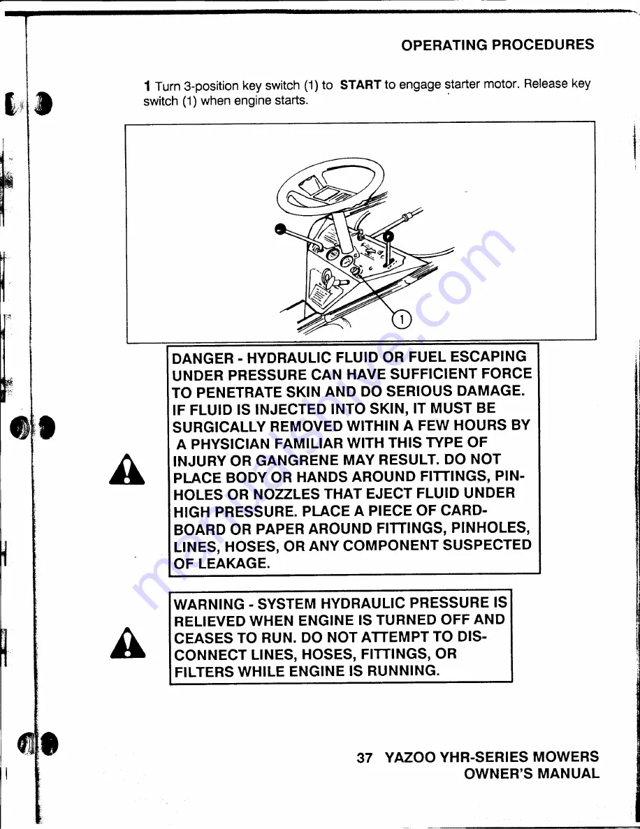 Yazoo Commercial Front Cut Rider YHRK20 Owner'S Manual Download Page 38