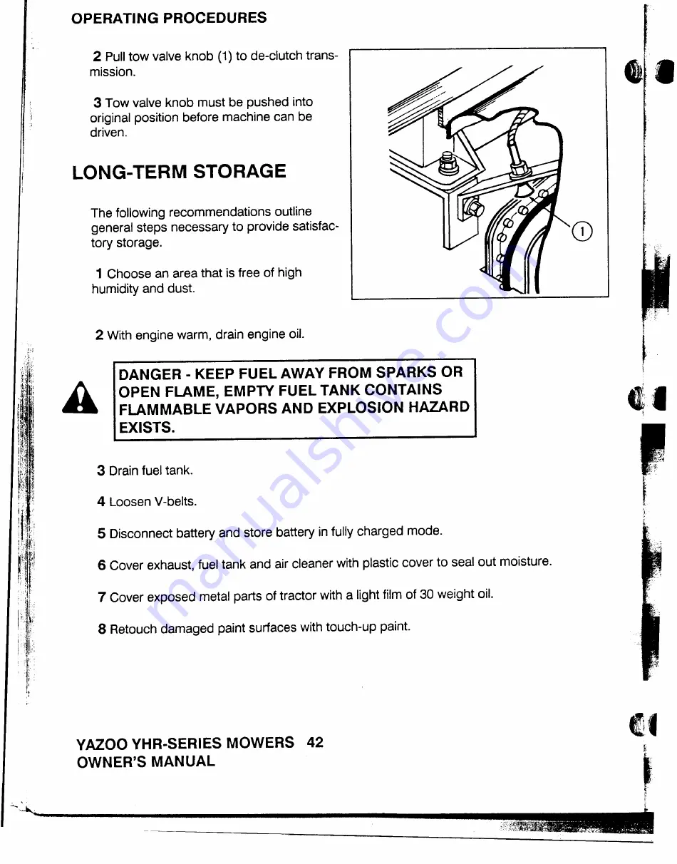 Yazoo Commercial Front Cut Rider YHRK20 Owner'S Manual Download Page 43