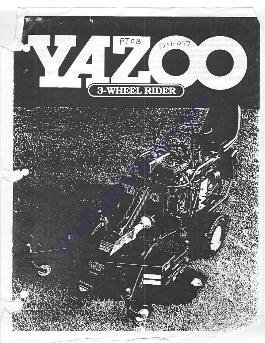 Yazoo PTO-B Owner'S Manual Download Page 1