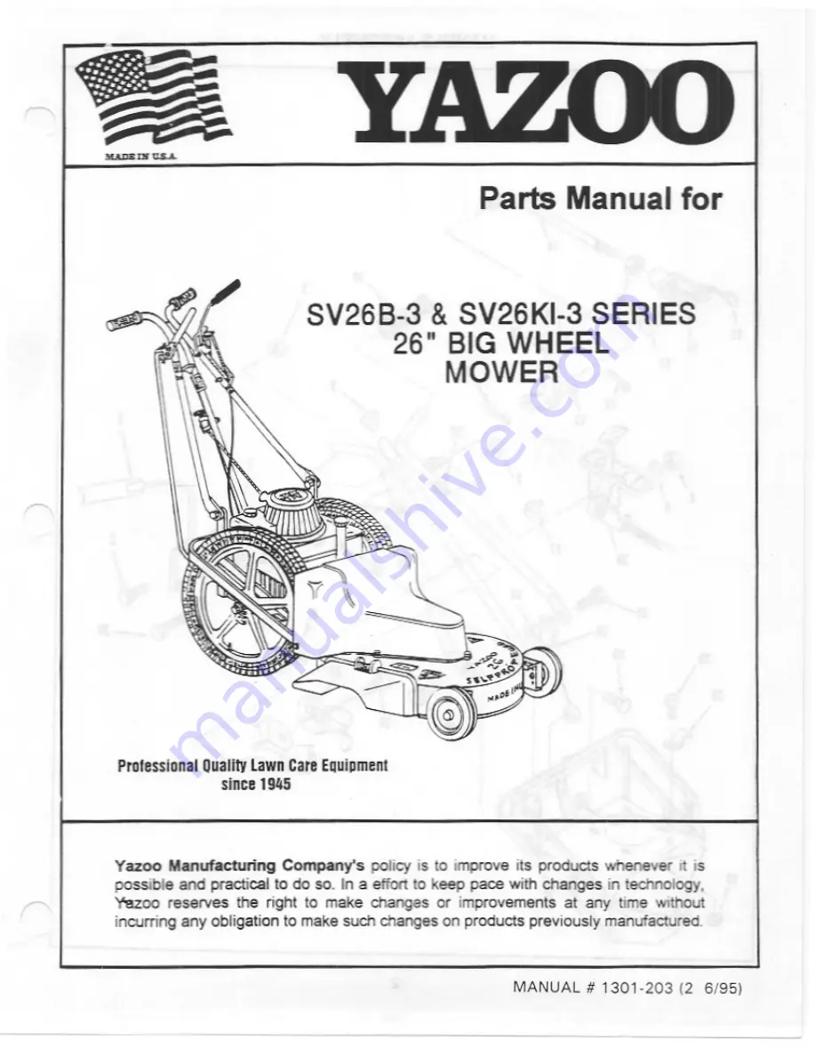 Yazoo SV26B-3 Series Скачать руководство пользователя страница 1