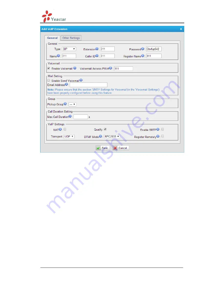 Yeastar Technology MyPBX Standard V6 Administrator'S Manual Download Page 51