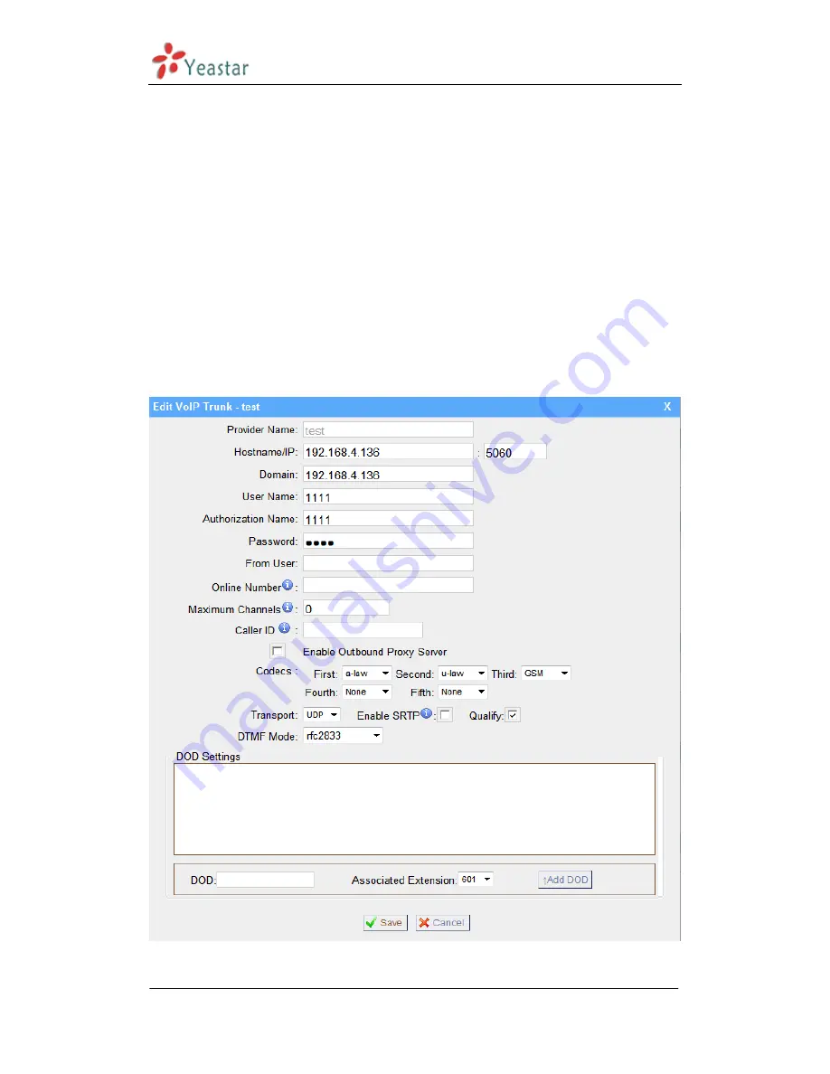 Yeastar Technology MyPBX Standard User Manual Download Page 31