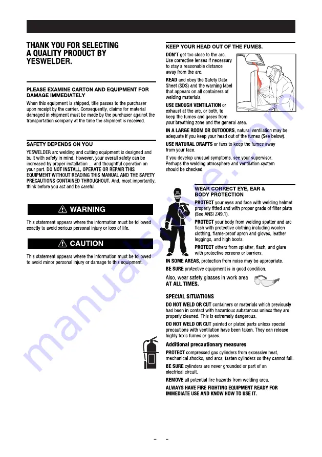 Yeswelder TIG-225P Operator'S Manual Download Page 4