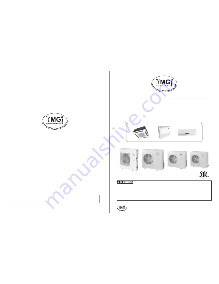 YMGI WMMS-21CH Installer'S Instruction & User'S Manual Download Page 1