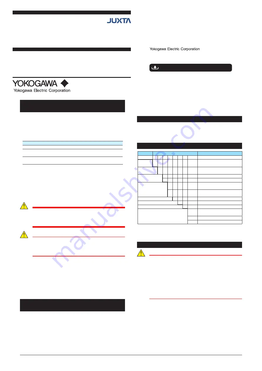 YOKOGAWA JUXTA VJHK Installation Instructions Download Page 1