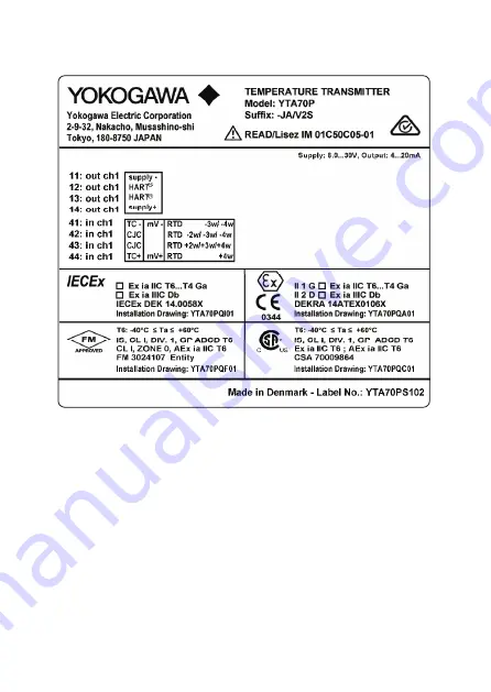 YOKOGAWA YTA Series User Manual Download Page 58