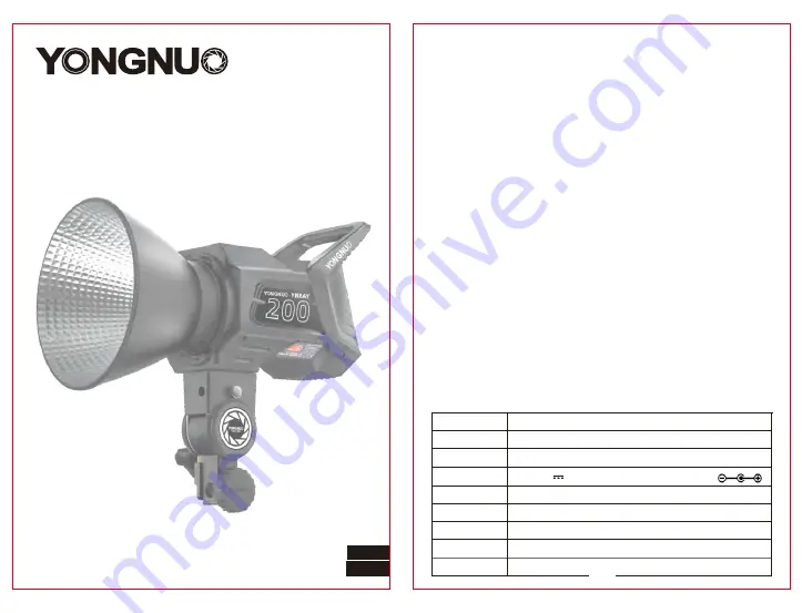 Yongnuo YNRAY200 User Manual Download Page 1