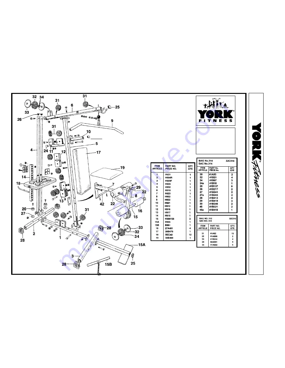 York Fitness 925 GYM Assembly Instructions Manual Download Page 17