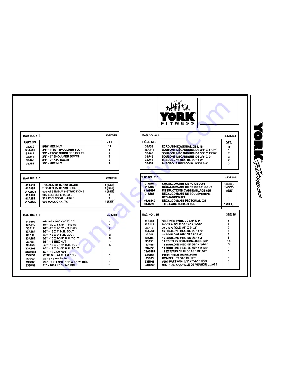 York Fitness 925 GYM Assembly Instructions Manual Download Page 18