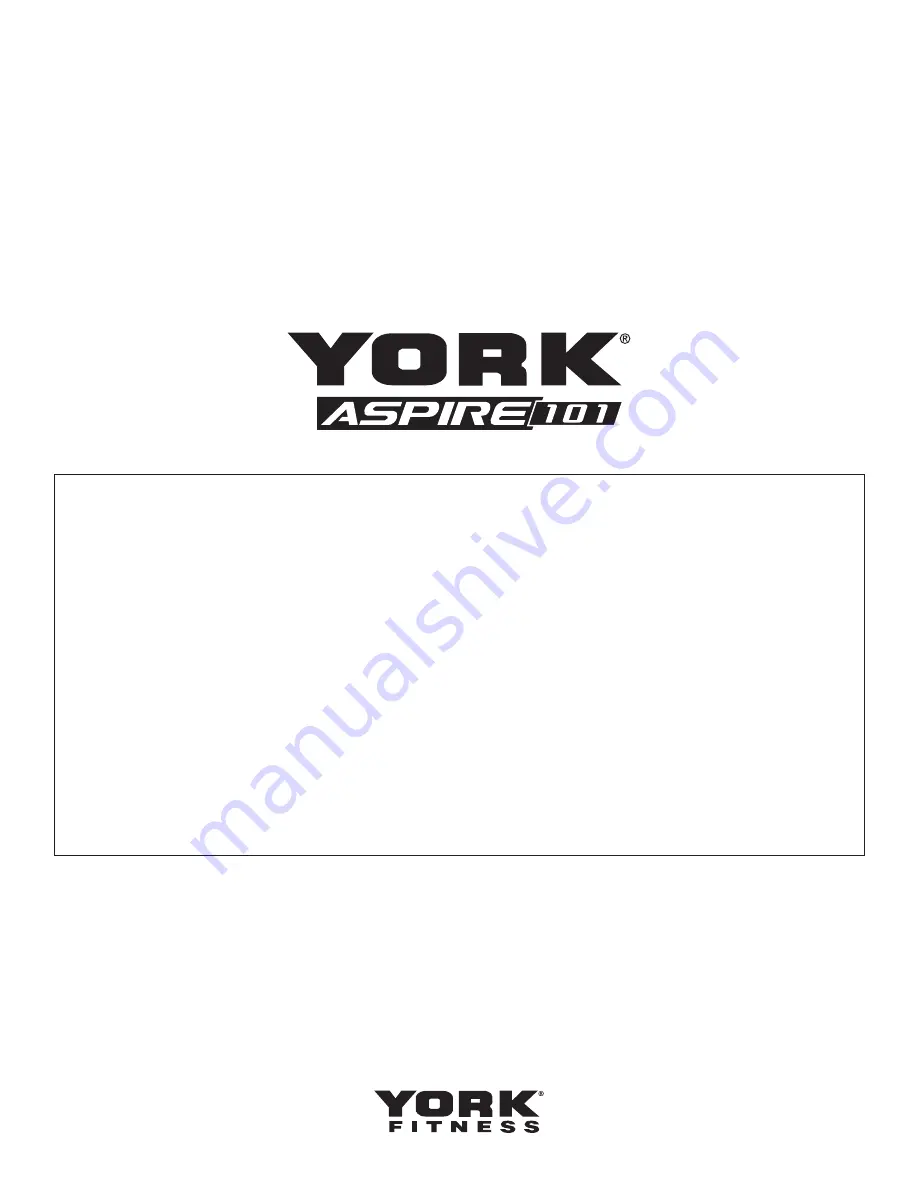 York Fitness ASPIRE 101 Owner'S Manual Download Page 8