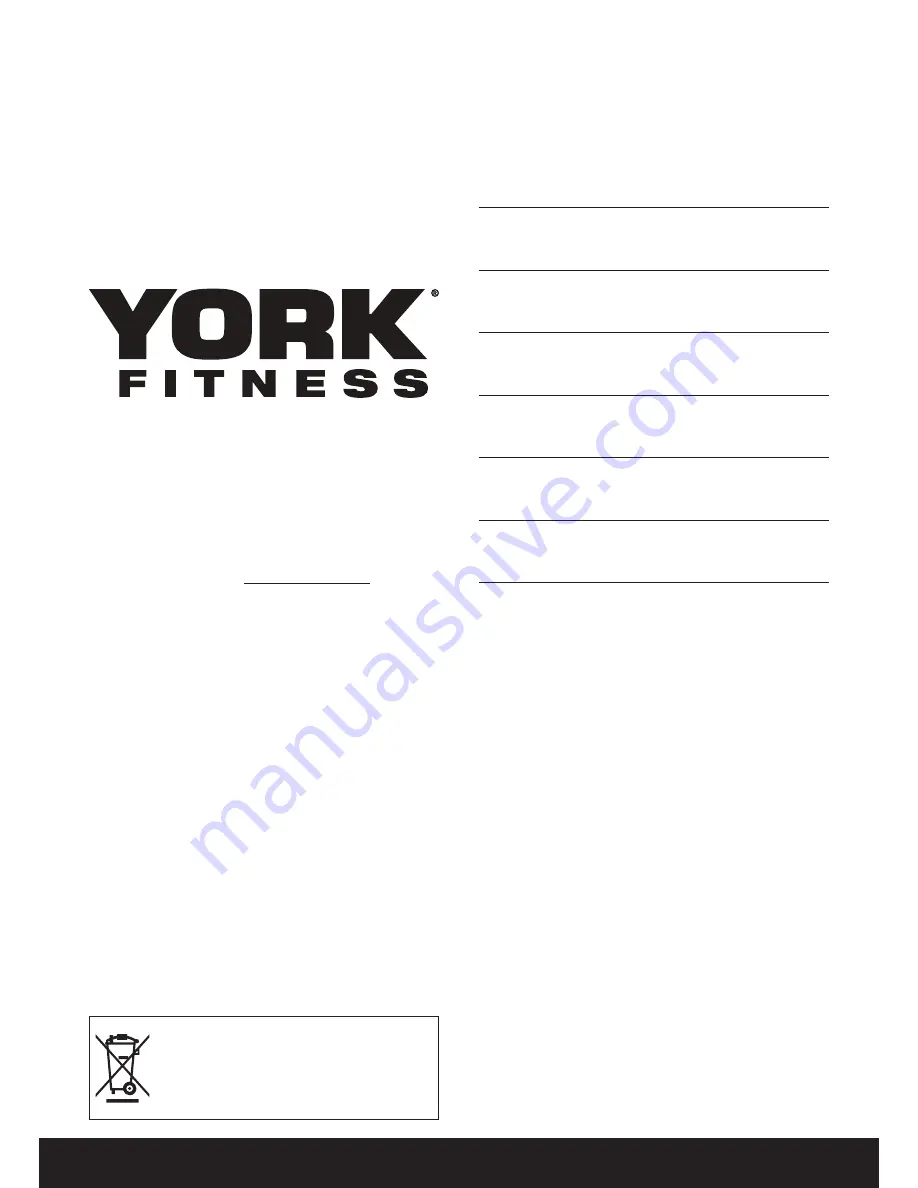 York Fitness YBR-PC-220 Cycle Owner'S Manual Download Page 2