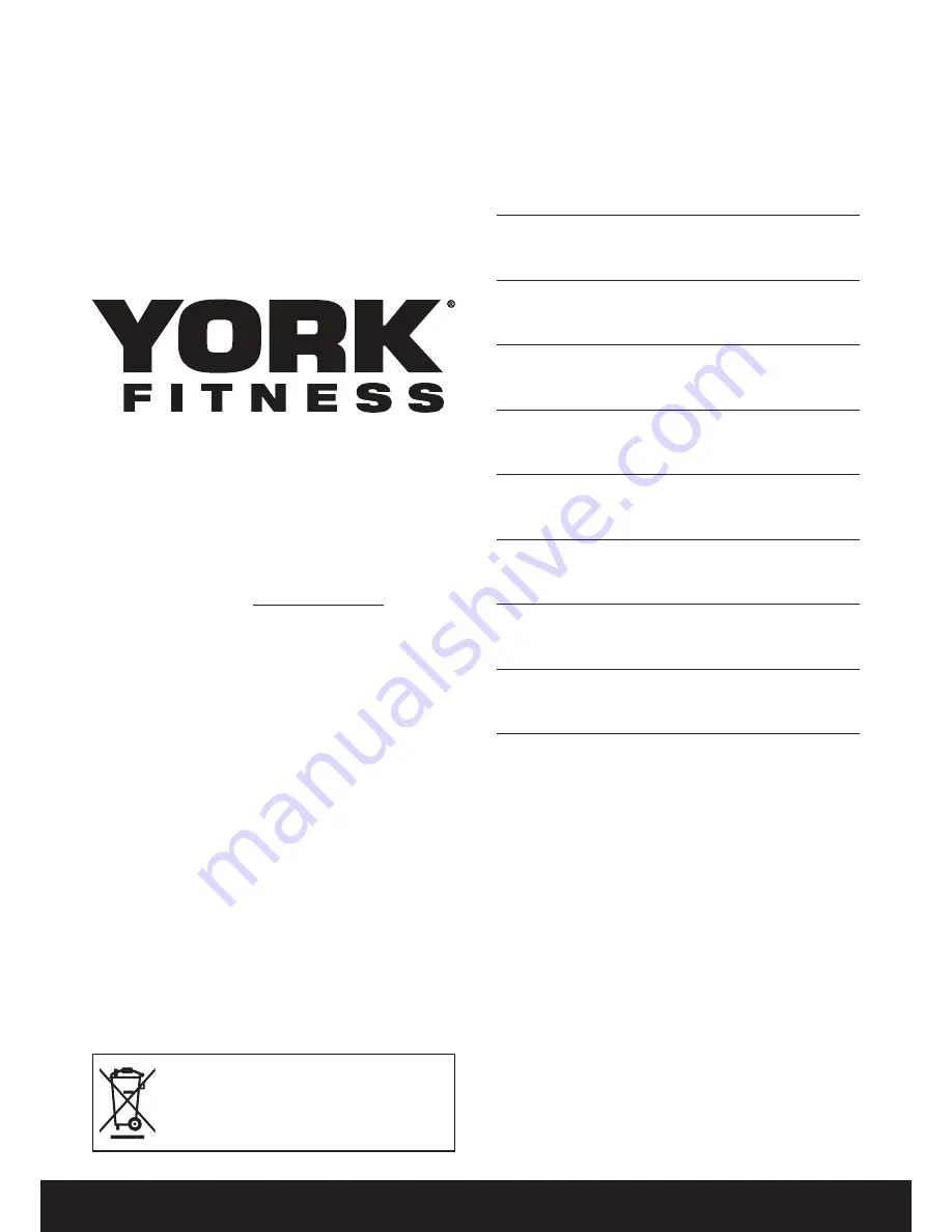 York Fitness YBR-PXT-220 Owner'S Manual Download Page 2