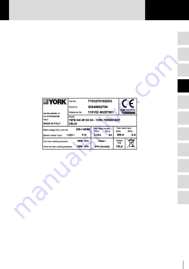 York YEFB 020 Installation And Operation Manual Download Page 7