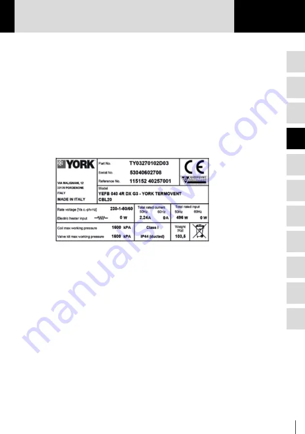 York YEFB 020 Installation And Operation Manual Download Page 27