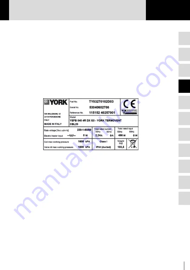 York YEFB 020 Installation And Operation Manual Download Page 47