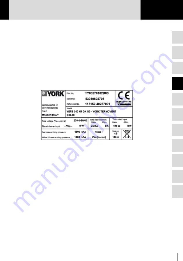 York YEFB 020 Installation And Operation Manual Download Page 67