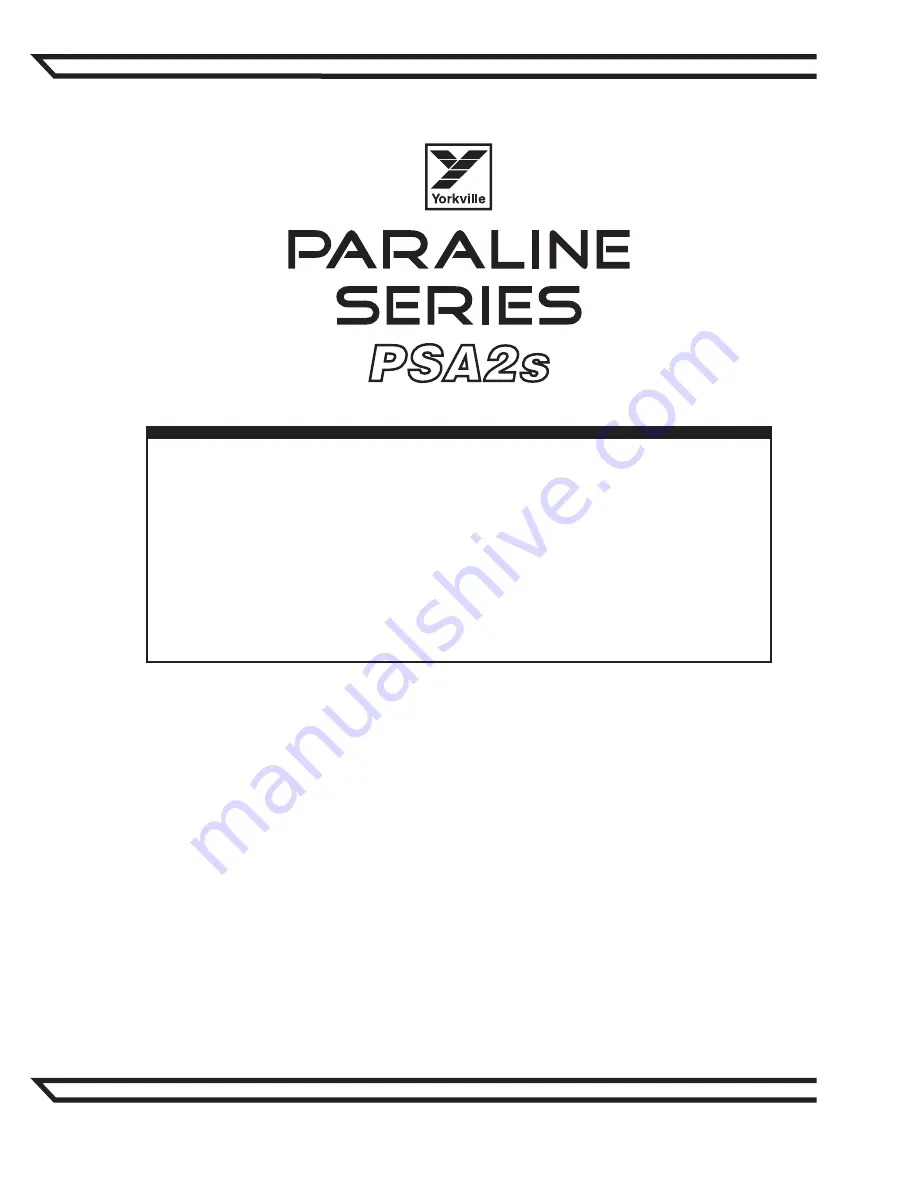 YORKVILLE PARALINE PSA2S Owner'S Manual Download Page 4