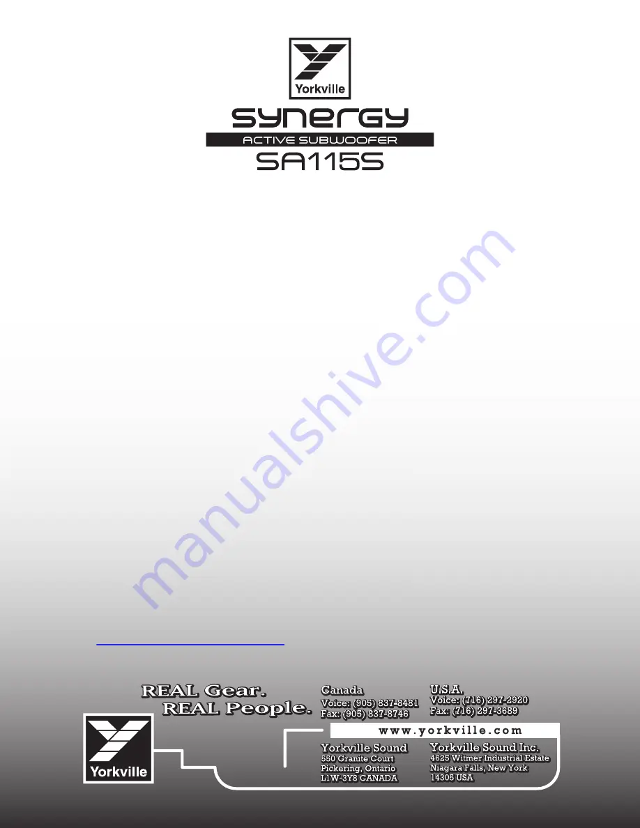 YORKVILLE Synergy SA115S Service Manual Download Page 51