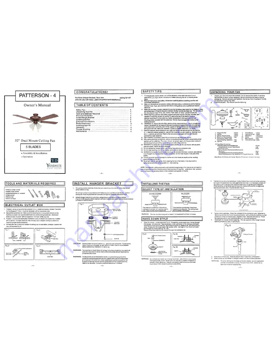 Yosemite PATTERSON-4 Owner'S Manual Download Page 1