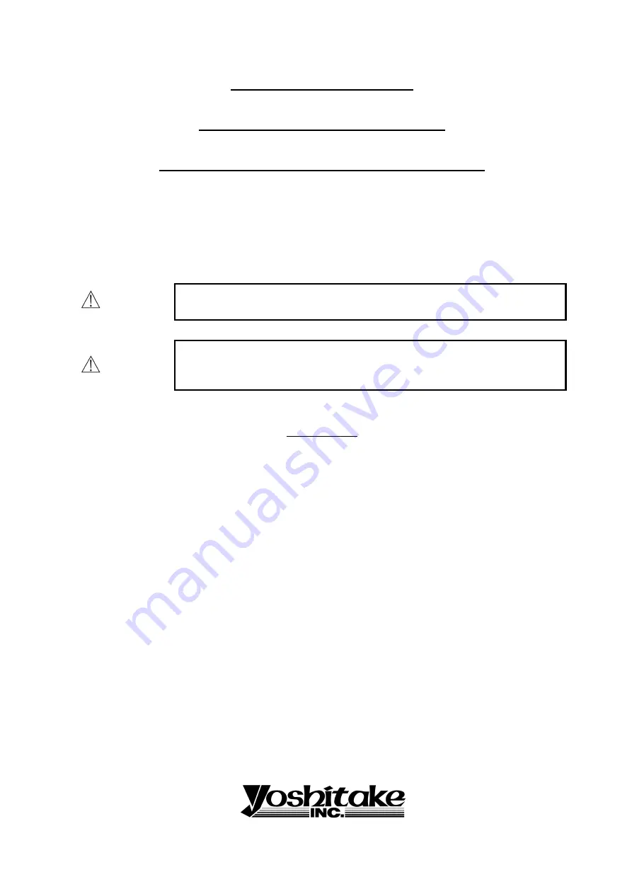 Yoshitake GD-24 Installation & Operation Manual Download Page 1