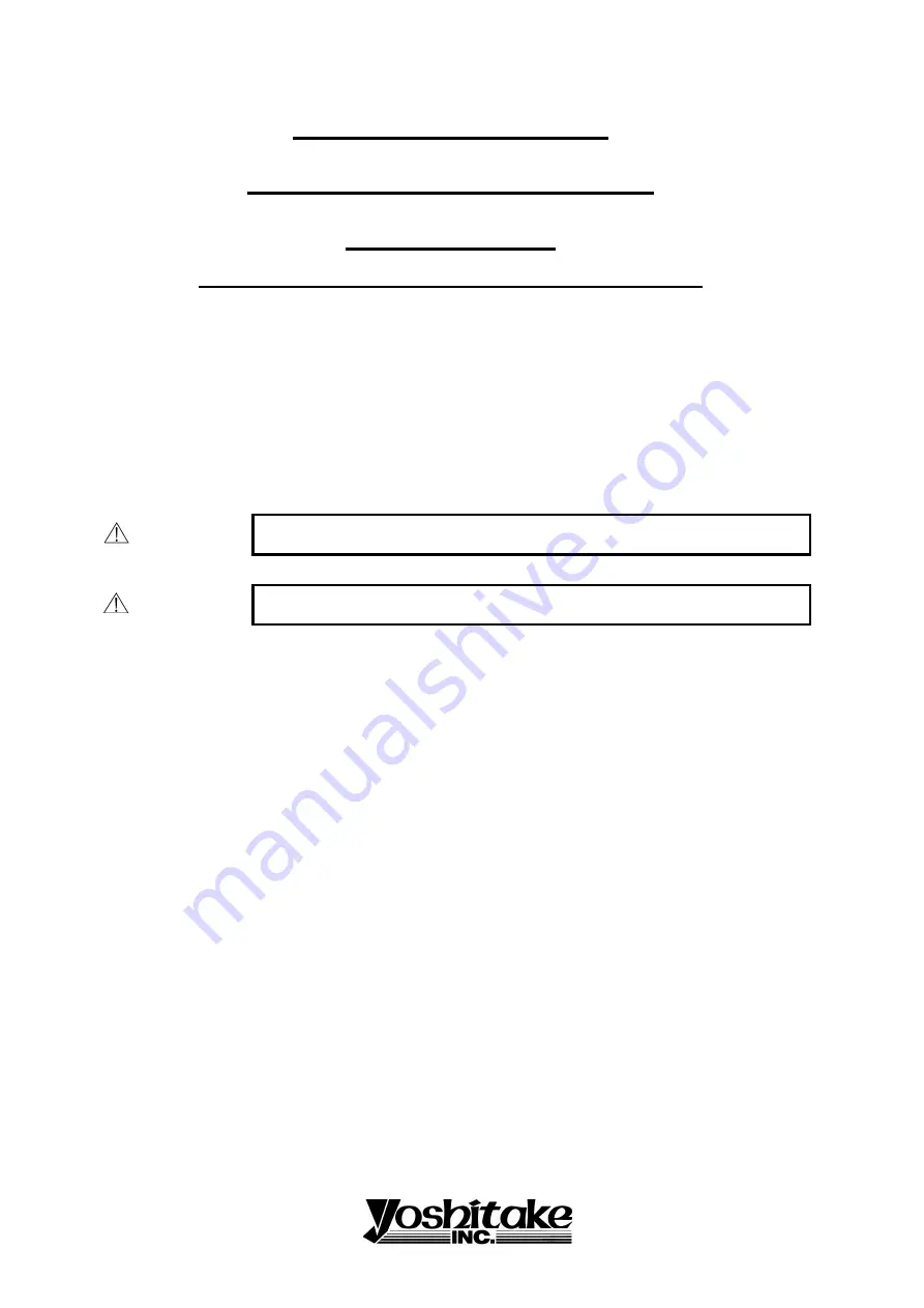 Yoshitake GD-400 Product Manual Download Page 1