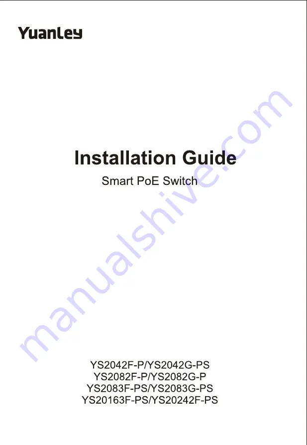 YUANLEY YS20163F-PS Installation Manual Download Page 1