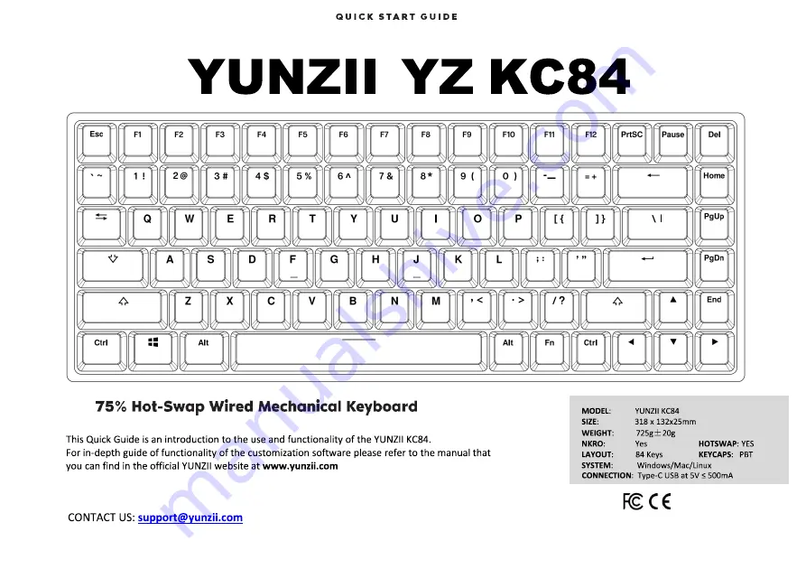 YUNZII YZ84 Скачать руководство пользователя страница 1