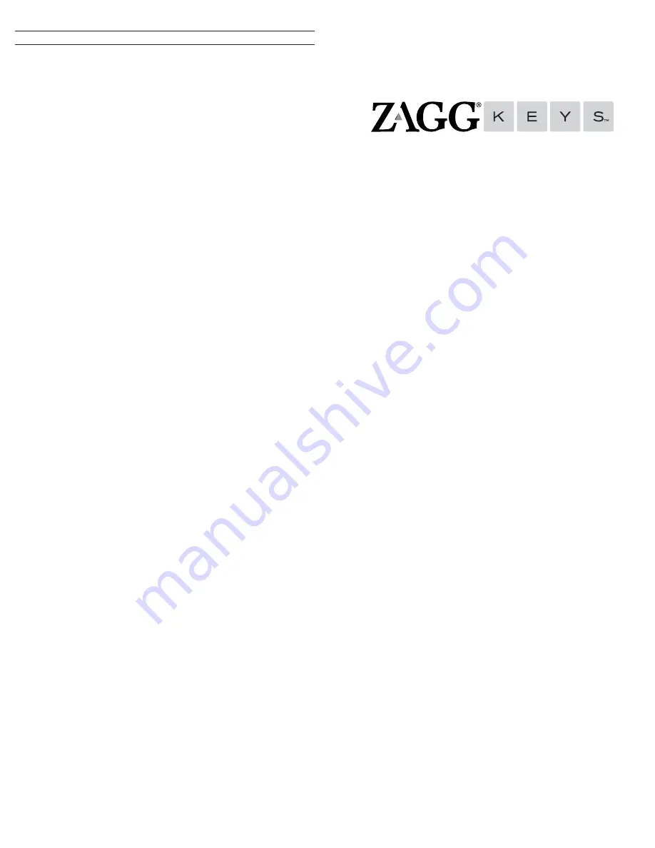 Zagg Keys Universal Quick Manual Download Page 1