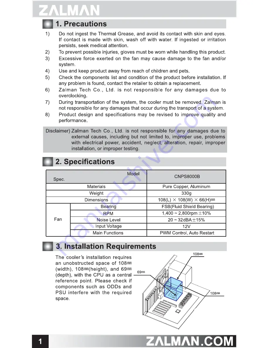 ZALMAN CNPS8000B Скачать руководство пользователя страница 2