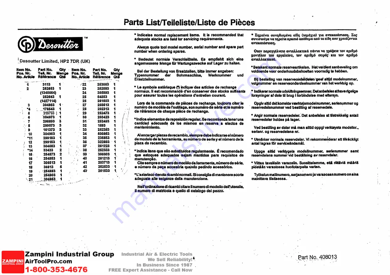 Zampini Desoutter DM-T-5500 Service Instructions Manual Download Page 2