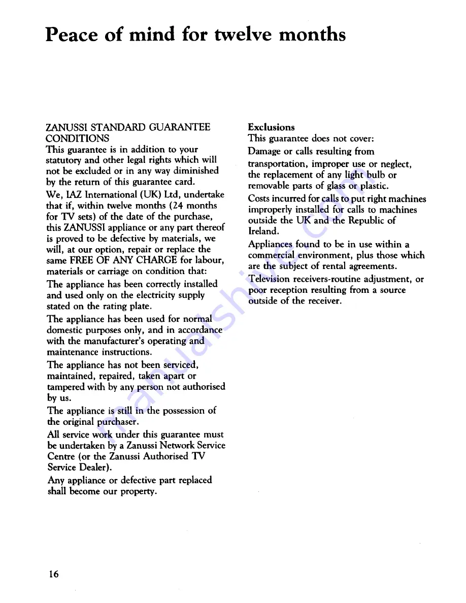 Zanussi DF36 Instructions For Use Manual Download Page 18