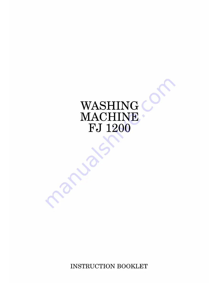 Zanussi jetstream FJ 1200 Instruction Booklet Download Page 1