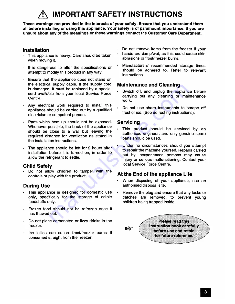 Zanussi ZFK56/48RA Instruction Booklet Download Page 3