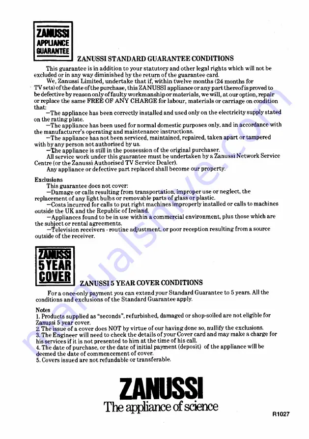 Zanussi ZU63 TR Instructions For The Use And Care Download Page 12