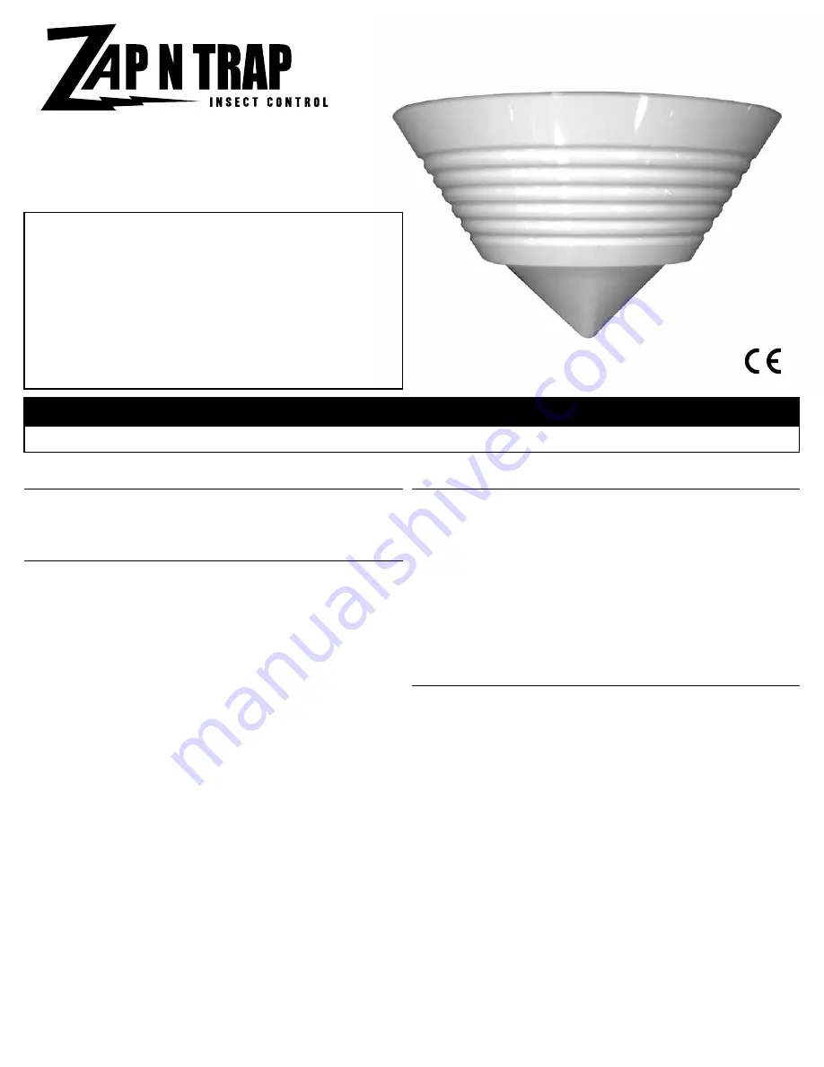 Zap N Trap 605WS13W Instruction Sheet Download Page 1