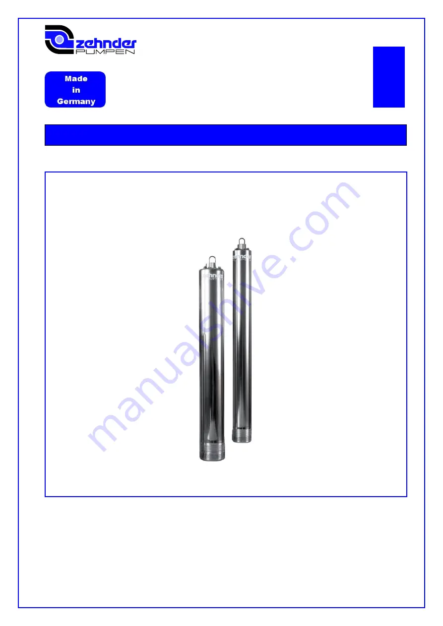 Zehder TM Series Operating Instructions Manual Download Page 1