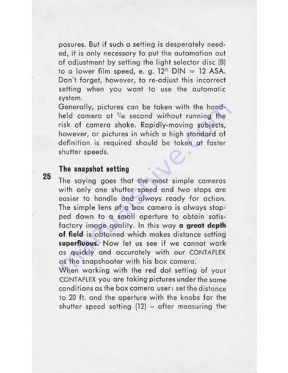 ZEISS IKON Contaflex Super Instruction Book Download Page 25