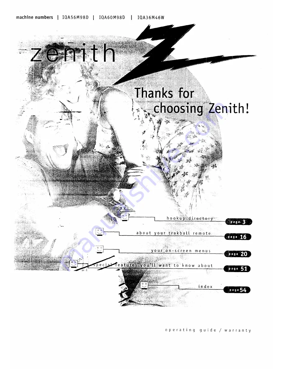 Zenith IQA56M98W9 Series Operating Manual & Warranty Download Page 1