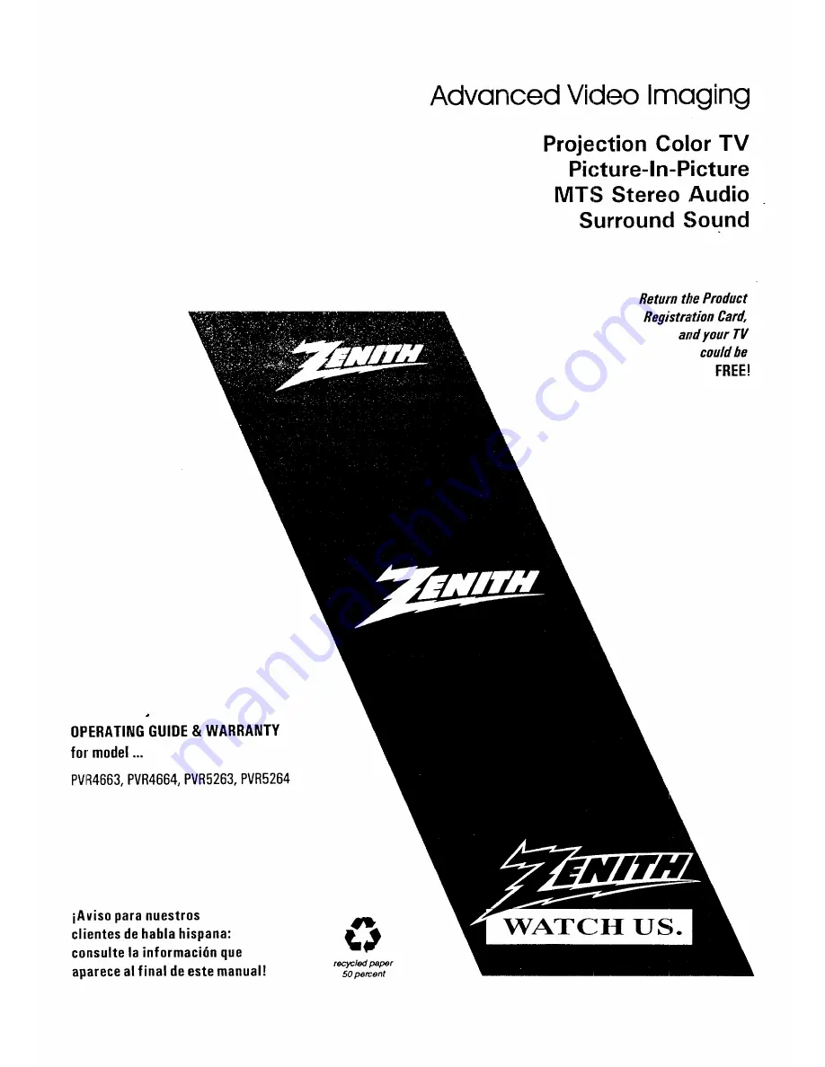 Zenith PVR4663 Operating Manual & Warranty Download Page 1